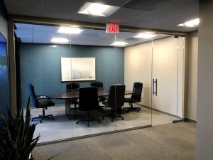 Glass conference room interior
