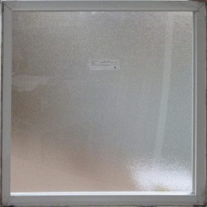 A double-pane insulated unit with one pane of obscure glass for privacy.
