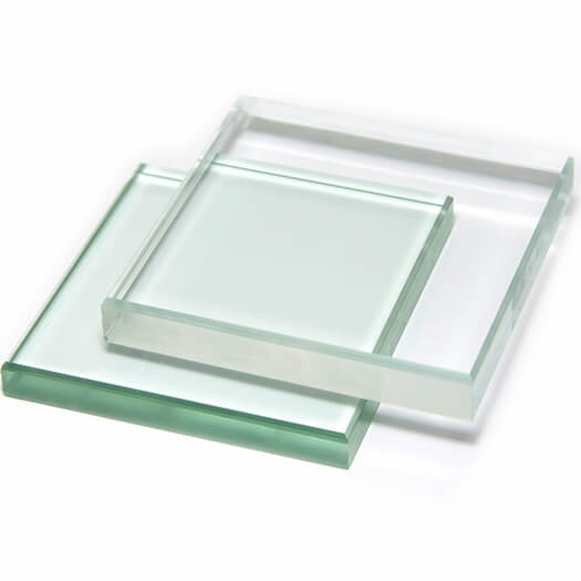 A comparison of low-iron and clear glass.