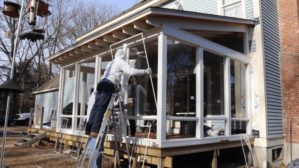 New Porch Installation of Storm Windows