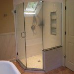 Frameless neo-angle shower with a kneewall Falmouth, MA
