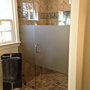 Shower enclosure etched for privacy Needham, MA