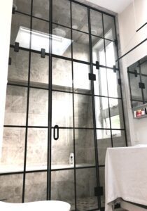 Grid steam shower enclosure