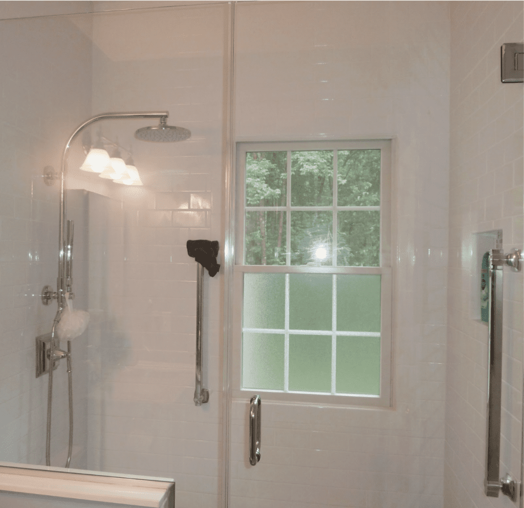 Shower stall with obscure glass