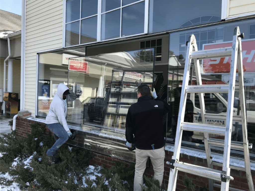 Storefront replacement double pane glass